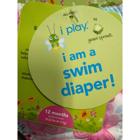 NWT Set of 2 Green Sprouts Girls Floral Pull-Up Reusable Swim Diaper-12 mos. - Picture 2 of 2